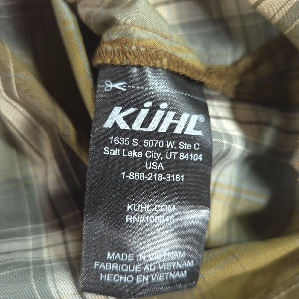 Kuhl Response Men's Shirt 2XL Olive Green Plaid Short Sleeve Button Front 7153 - Picture 10 of 11